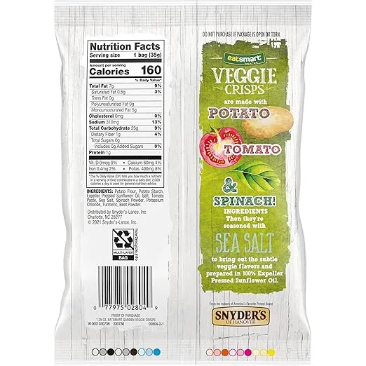 Eatsmart Snacks, Veggie Crisps with Sea Salt, 1.25 Oz