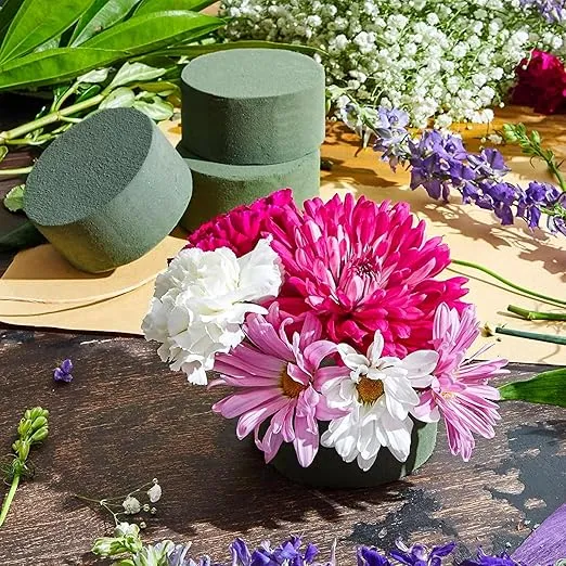 Bright Creations 6 Pack Floral Foam Blocks for Fresh Flower Arrangements - Wet Round Flower Foam (3.75 x 1.8 in)