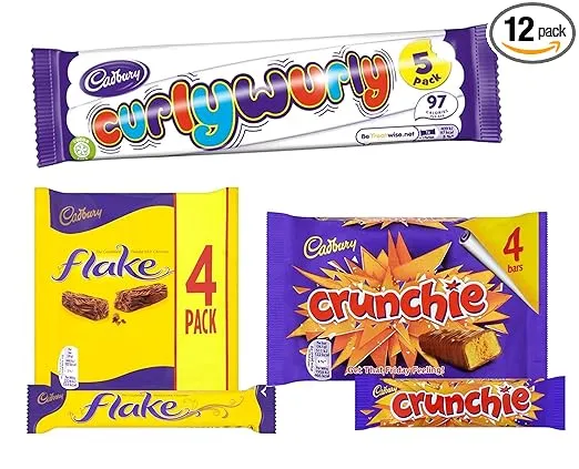 Cadbury Chocolates Variety Pack 4 Crunchie + 4 Flake + 4 curly wurly