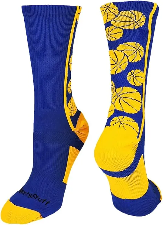 MadSportsStuff Crazy Basketball Logo Crew Socks (multiple colors)