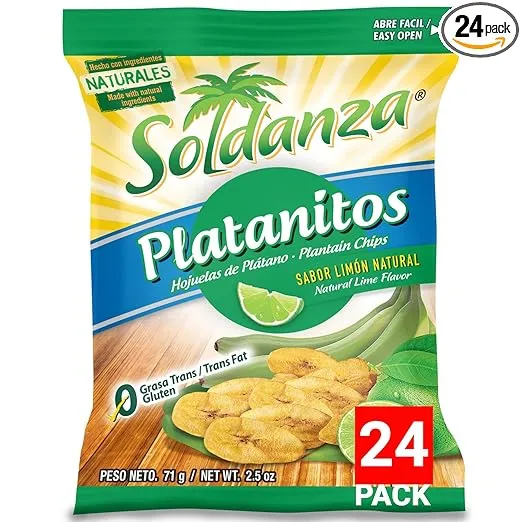 Soldanza Plantain Chips, Lime, 2.5 Ounce (Pack of 24)