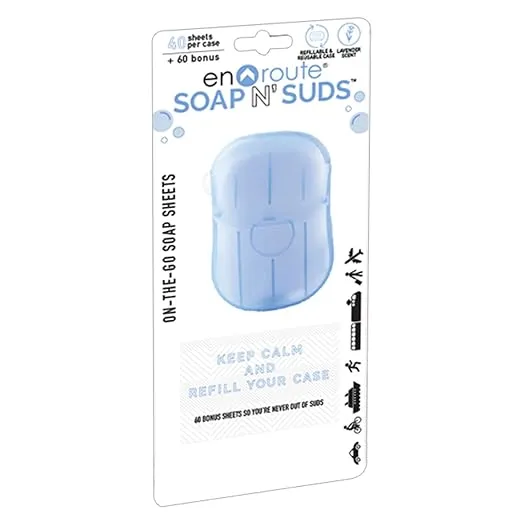 DM Merchandising Soap N' Suds En Route Soap Sheets, Lavender Scent, Pack Of 100