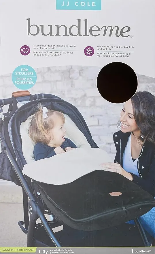 JJ Cole Bundle Me Sherpa-Lined Toddler Car Seat Cover and Bunting Bag - Weather Resistant Stroller Accessory and Winter Baby Essential in Black