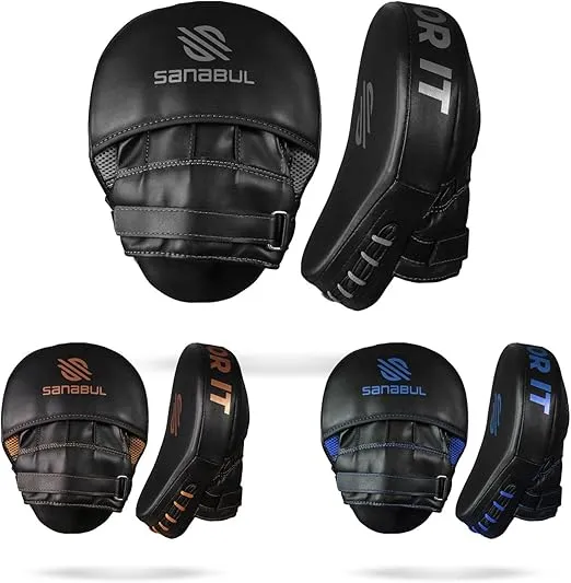 Sanabul Essential Curved Punching Mitts for Boxing Strike Pads & MMA Boxing Mitts Punch Focus Mitts Boxing Coaching Gear