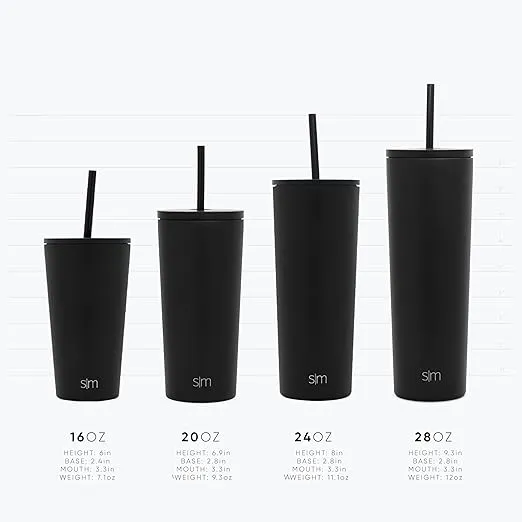 Simple Modern Insulated Tumbler with Lid and Straw | Iced Coffee Cup Reusable Stainless Steel Water Bottle Travel Mug | Gifts for Women Men Her Him | Classic Collection | 20oz | Moonlight