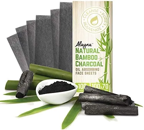 Oil Blotting Sheets for Face Natural Bamboo Charcoal Blotting Paper for Oily Skin Oil Absorbing Tissues Beauty Blotters Remove Excess Shine Organic Blot Papers For Make UpFacial & Skin Care 3 Pack
