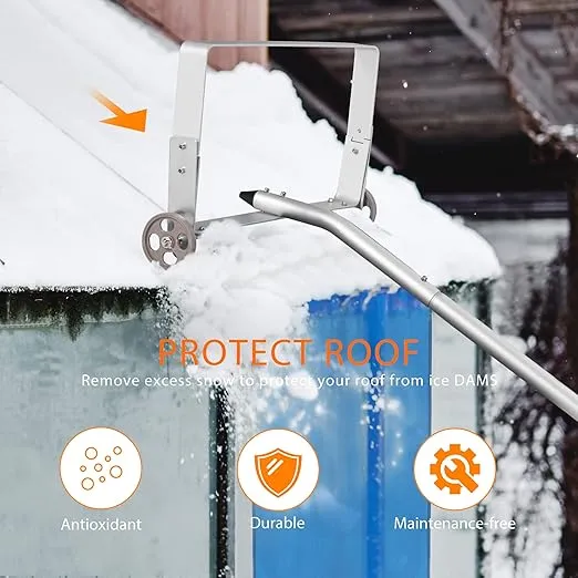 VIVOHOME 20.8ft Long Snow Roof Rake Removal Aluminium Tool with Wheels and Adjustable Extended Handle, Lightweight Shovel Scratch Free for Clear House Roof Vehicle Snow Wet Leaves