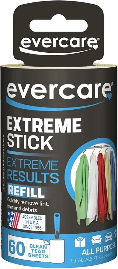 Evercare Lint Roller Refill Picks Up Lint, Dust, Dandruff 60 Layers (6 Pack)