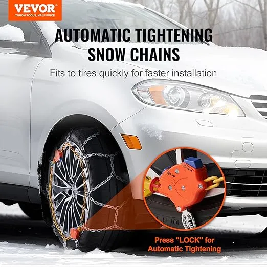 VEVOR Tire Chains, Snow Chains for SUV/Car/Trucks/Pickup Trucks, Adjustable Manganese Alloy Steel Thickening Snow Tire Chains for Anti-slip, Pack of 2 - Series 232105