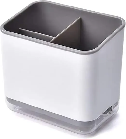 Utensil Holder, Kitchen Utensil Organizer Sponge Holder, Kitchen Sink Caddy with Drain Tray for Chopsticks, Spoon, Fork, Brush (Gray)