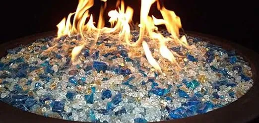 Hiland Firepit Glass for Gas Firepit Table in Bahama Blend, Extreme Tempature Rating, Good for Propane or Natural Gas, 10 Pounds, 10 lb