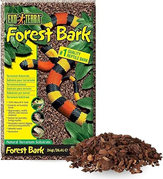 Exo Terra Forest Bark Natural Terrarium Substrate, 24 Quarts, PT2754 | 100% Natural Fir Bark for Reptiles | Hygroscopic Moisture Control | Ideal for Humidity-Loving Reptiles | Encourages Digging Behavior