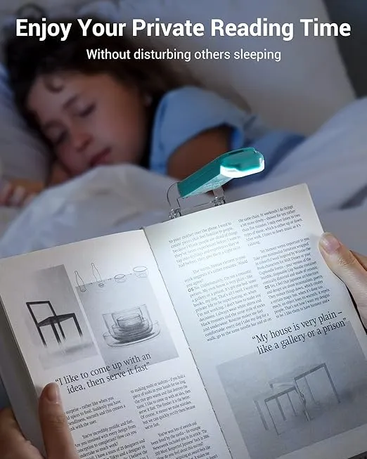 DEWENWILS USB Rechargeable Book Reading Light, Book Light Clip on for Reading in Bed, LED Eye Care Book Lamp for Kids, Bookworms, 2 Brightness Levels (Blue)
