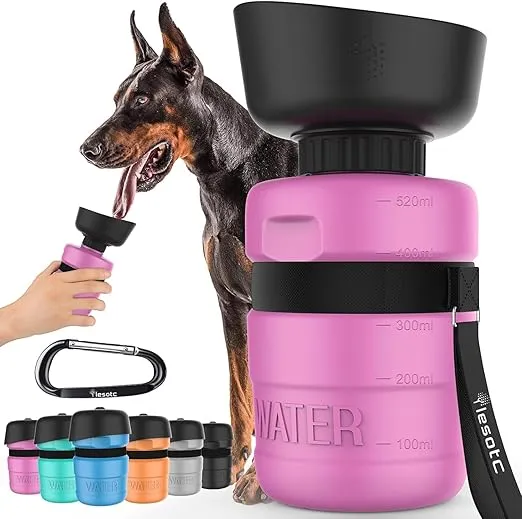 lesotc Dog Water Bottle, Portable Dog Water Dispenser, Leak Proof Dog Travel Water Bottle, Squeeze Pet Water Bottle for Walking On The Go, Dog Hiking Accessories for Outdoor Walking, Hiking, Travel
