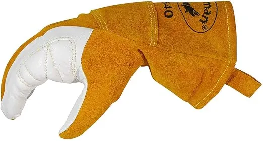 Caiman Premium Goat Grain TIG/Multi-Task Welding Gloves, Split Cowhide Back, 4-Inch Extended Cuff, White/Gold, Small (1540-3)