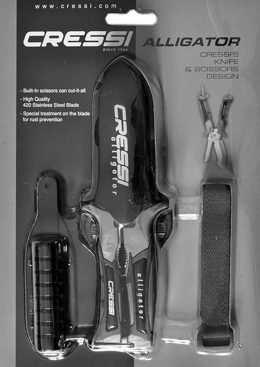 Cressi Versatile Knife-Scissors for Underwater Use - Ideal for Snorkeling - Scuba Diving - Japanese 420 Stainless Steel Blade - Alligator: Designed in Italy [Duplicate]