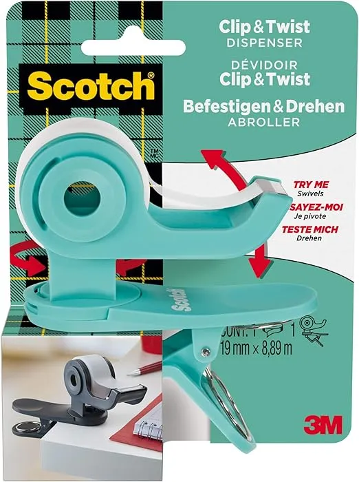 SCOTCH 90103 C&T Tape Dispenser, Grey, 1 Roll, 19 x 9.8 m