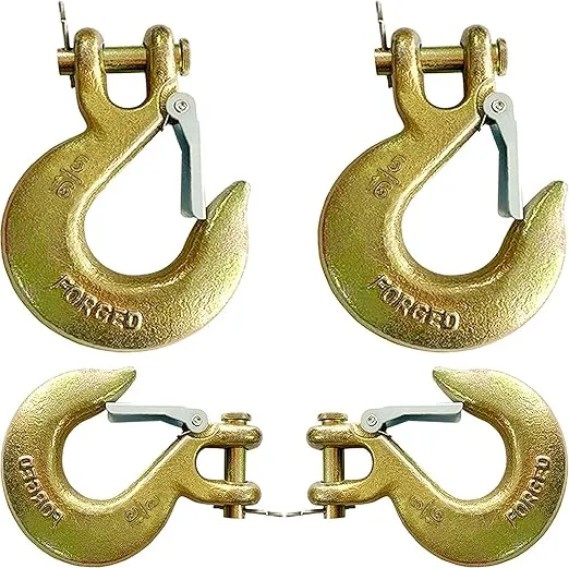 4Pack 5/16" Clevis Slip Hook, G70 Tow Chain Grab Hook with Safety Latch,for Trailer Truck Transport Tow Chain Hook, 3/4 in Opening(14,000lbs Capacity)