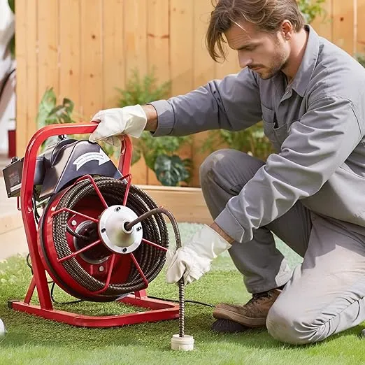 VEVOR Drain Cleaner Machine 50FT x 1/2 Inch, Sewer Snake Auger Manual Feed, 250W Electric Drain Cleaning Machine with 4 Cutters & Air-activated Foot Switch for 2" to 4" Pipes