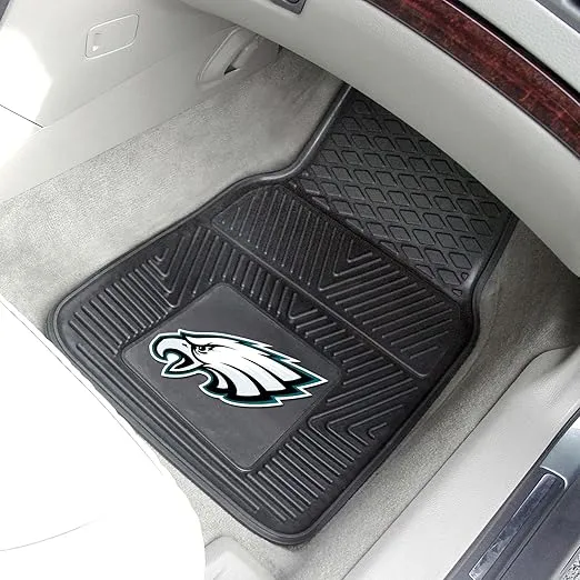 FANMATS 8771 Philadelphia Eagles 2-Piece Heavy Duty Vinyl Car Mat Set, Front Row Floor Mats, All Weather Protection, Universal Fit, Deep Resevoir Design