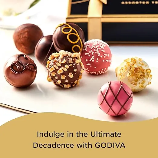 Godiva Chocolatier Signature Assorted Chocolate Truffle Gift Box for Birthday, Thank You, Anniversary, Congratulations Gift Basket Gourmet Candy with Creamy Ganache in Milk, White, Dark Chocolate, 12pc
