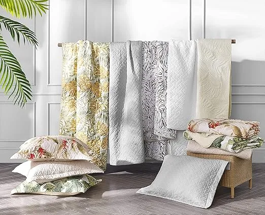 Tommy Bahama - King Quilt Set, Reversible Cotton Bedding with Matching Shams, Soft Coastal Bedspread, All Season Home Decor (Makena Blue, King)
