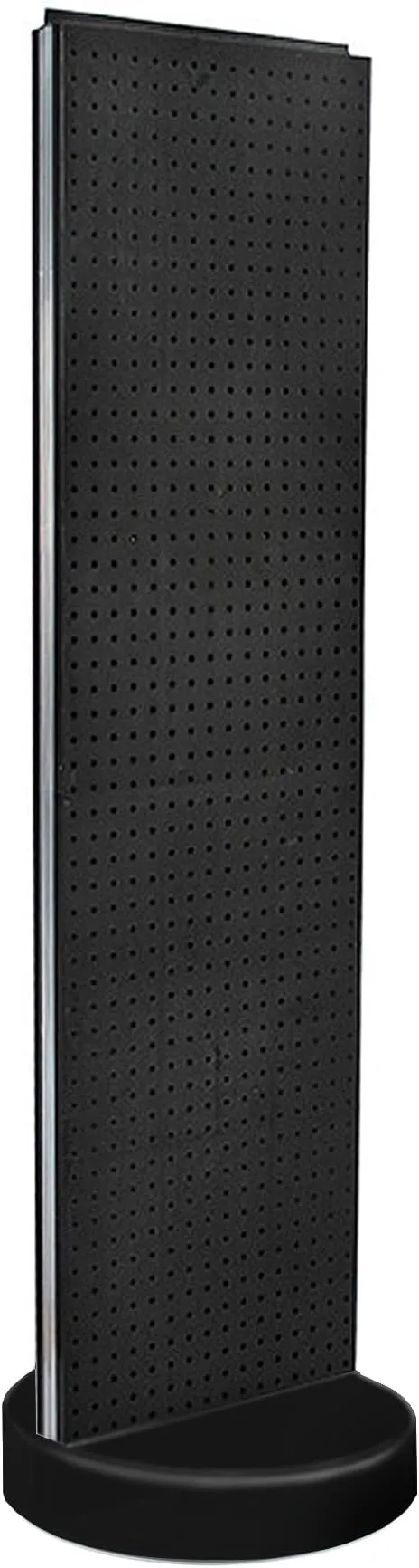 Azar Displays 700780-BLK, TWO-SIDED PEGBOARD FLOOR DISPLAY W/C-CHANNEL SIDES ON REVOLVING ROUND STUDIO BASE. PANEL SIZE: 16"W X 60"H, Black