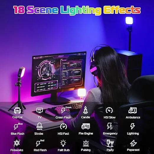 ULANZI U60 RGB Video Lights Black LED Camera Light 360° Full Color Portable Photography Lighting w Quick Release Cold Shoe Adapter and Clip, 2500mAh Rechargeable CRI 95+ 2500-9000K Dimmable Panel Lamp