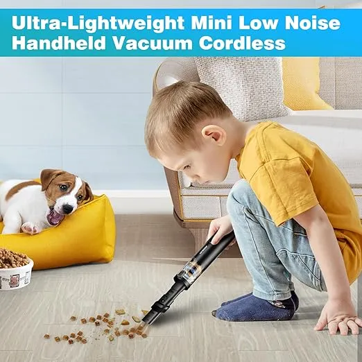 Handheld Vacuum Cordless, Upbooz Portable Car Vacuum, 14000PA Powerful Suction Vacuum Cleaner with LED Light and Air Duster 2 in 1, Low Noise Rechargeable Mini Hand Held Vacuum for Car Home Pet Office