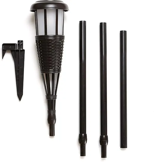 Newhouse Lighting FLTORCH2-B Solar-Powered Flickering Flame Effect LED Outdoor Island Torches for Landscape Lighting, Black Dark Chocolate Finish, 2-Pack