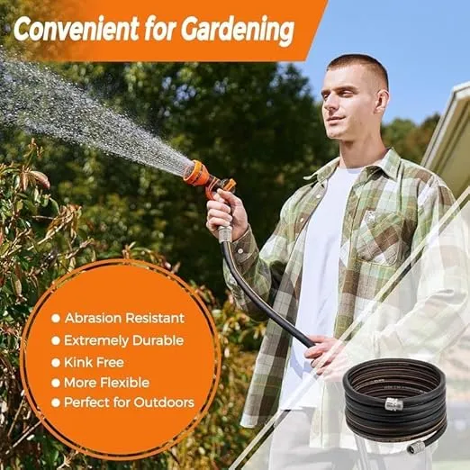 Giraffe Tools Garden Hose 25ft x 5/8", Custom Length, Heavy Duty, No Kink, Flexible, Rubber Garden Hose, Leakproof Water Hose with Male to Female Fittings, 600 Burst PSI