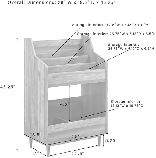Crosley Furniture Liam Vinyl Record Storage Stand, Tiered Storage Shelves for Records, Walnut