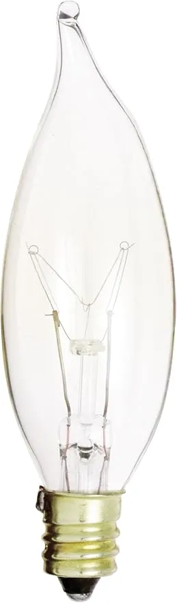 Satco A3673 15-Watt CA8 Turn Tip with Candelabra Base, 130-Volt