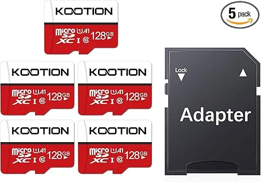 KOOTION 128GB Micro SD Card 5 Pack microSDXC UHS-I Memory Card with Adapter – U1, Full HD, C10 TF Flash Card for Smartphone