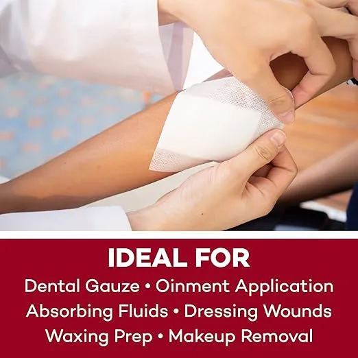 Dealmed 2" x 2" Non-Woven Gauze Sponges - 4-Ply All-Purpose Non-Sterile Pads, Absorbent Dental Gauze Wound Care Product for First Aid Kit/Medical Facilities, 200 Count (Case of 20)