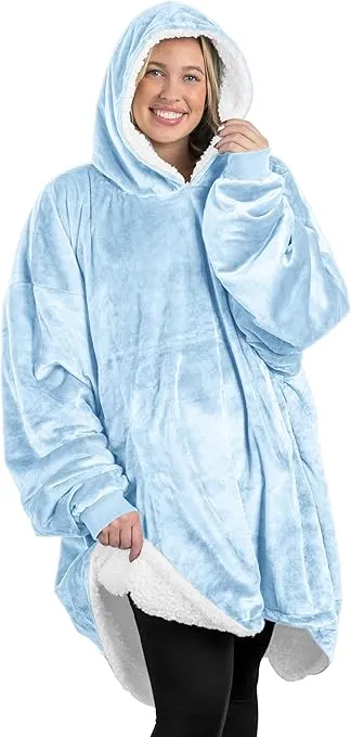 Bare Home Wearable Blanket Hoodie - Soft Plush Sherpa - Warm and Cozy - Oversized Wearable Blanket - Adult & Kid Sizes