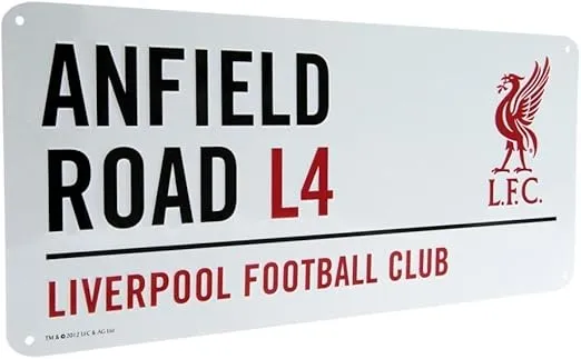 Liverpool Official Anfield Road L4 Metal Street Sign - Multi-Colour