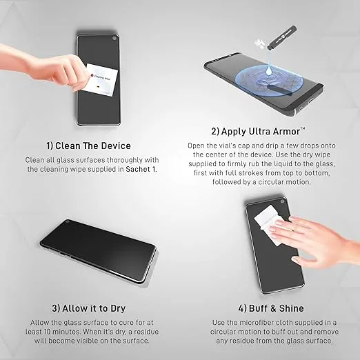Liquid Glass Screen Protector for All Smartphones Tablets and Watches Wipe On Scratch and Crack Resistant Nano Protection for Up To 4 Devices - Bottle