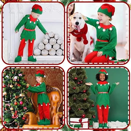 Geyoga Kids Christmas Elf Costumes Boys Elf Dress Up Xmas Outfits for Kids Cosplay