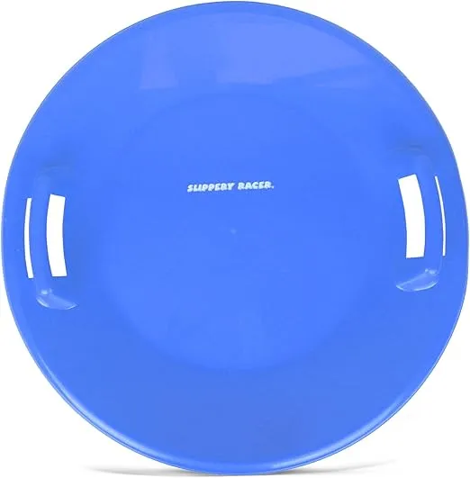 Slippery Racer Heavy-Duty Cold Resistant Downhill Pro Plastic Outdoor Winter Saucer Disc Snow Sled with Handles.