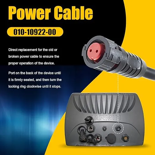 2-Pin Replacement Power Cable 010-10922-00 Fit for Garmin GPSMAP 4000/5000 Series 4008, 4010, 4012, 4208, 4210, 4212, 5008, 5012, 5015, 5208, 5212, 5215