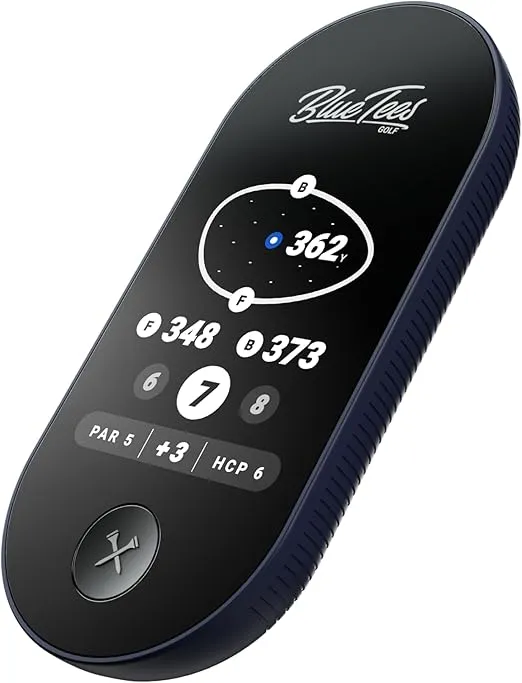 Blue Tees Golf Ringer - Magnetic Golf GPS Handheld, Touch Screen Display, Water Resistant Golf Distance Range Finder, 40,000+ Preloaded Courses, 10+ Hours Battery, Built-in Magnetic Strip