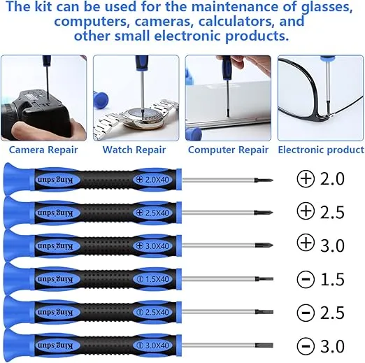 Eyeglass Repair Kits, Kingsdun Eye Glasses Repairing Kit with Precision Screwdriver Set & 1200PCS Screws, Curved Tweezers for Eyeglass, Sunglasses, Spectacles & Watch Clock Repair Tool