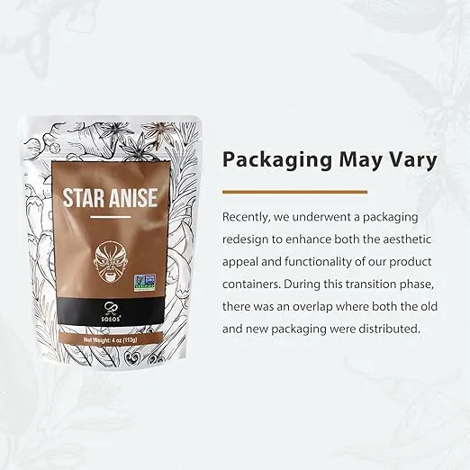 Soeos Star Anise, Anise Seeds, Whole Chinese Star Anise Pods for Baking and Tea, Star Anise Whole, 4 oz