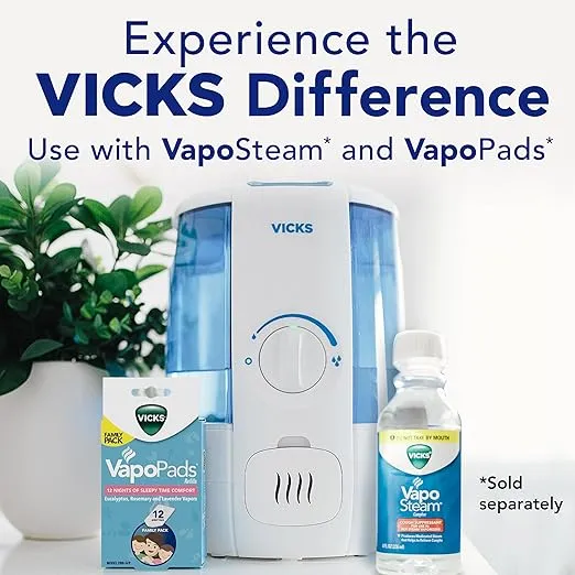 Vicks CoolRelief Cool Mist Humidifier Small to Medium Room Vaporizer for Baby, Kids, Adults, 1.2 Gal