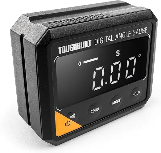 ToughBuilt - Precise Digital Electronic Angle Gauge Level w/Magnetic Base, High Contrast Display for All Environments, Measuring Tool for Carpentry, Building, Automobile, Masonry - (TB-H2-65AF-MD)