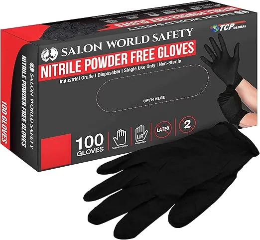Black Nitrile Disposable Gloves, Box of 100, Size X-Large, 5.0 Mil - Latex Free, Textured, Food Safe