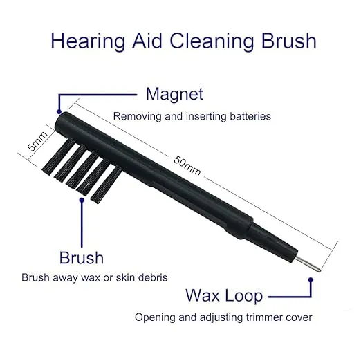8-Pieces Hearing Aid Cleaning Kit Hearing Amplifier Cleaning Brush Tools Suitable for AirPods/Earbuds/Earphone/Headphone Cleaner with Wax Loop and Magnet in Zip-up Case Jungle Care