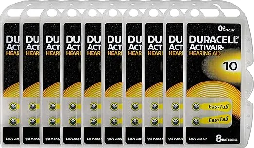 Duracell Activair Hearing Aid Batteries: Size 10 (80 Batteries)