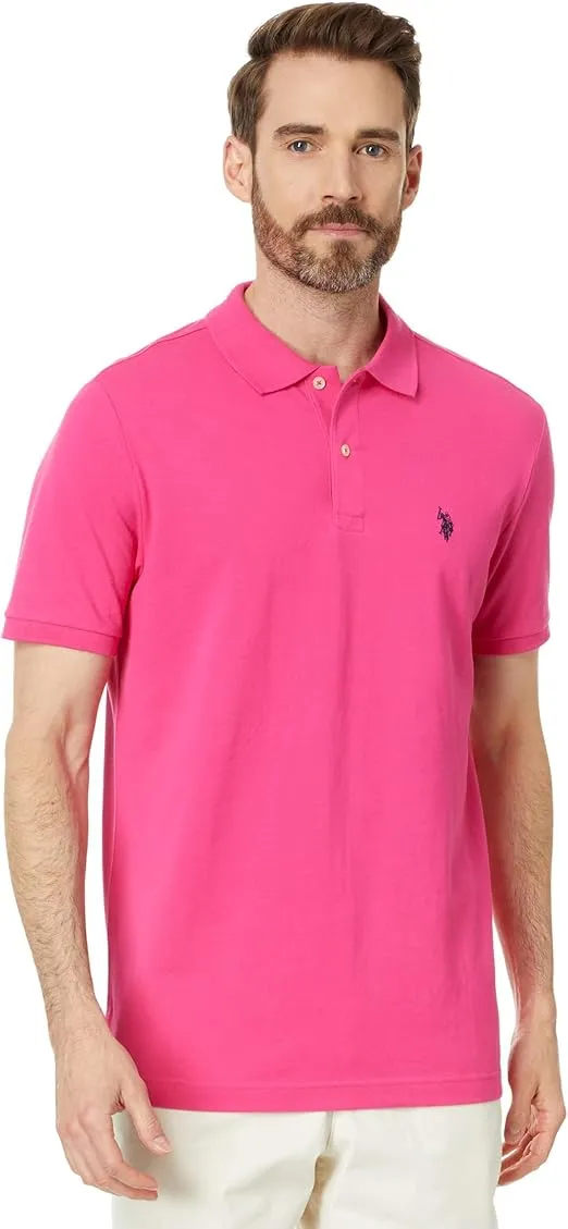 U.S. POLO ASSN. Men's Solid Cotton Pique Polo with Small Pony, Big Top Pink